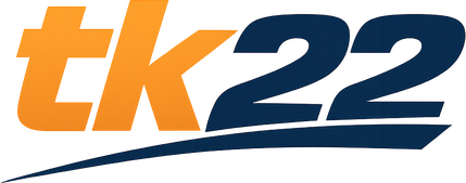 tk22 brand logo on dark neon background